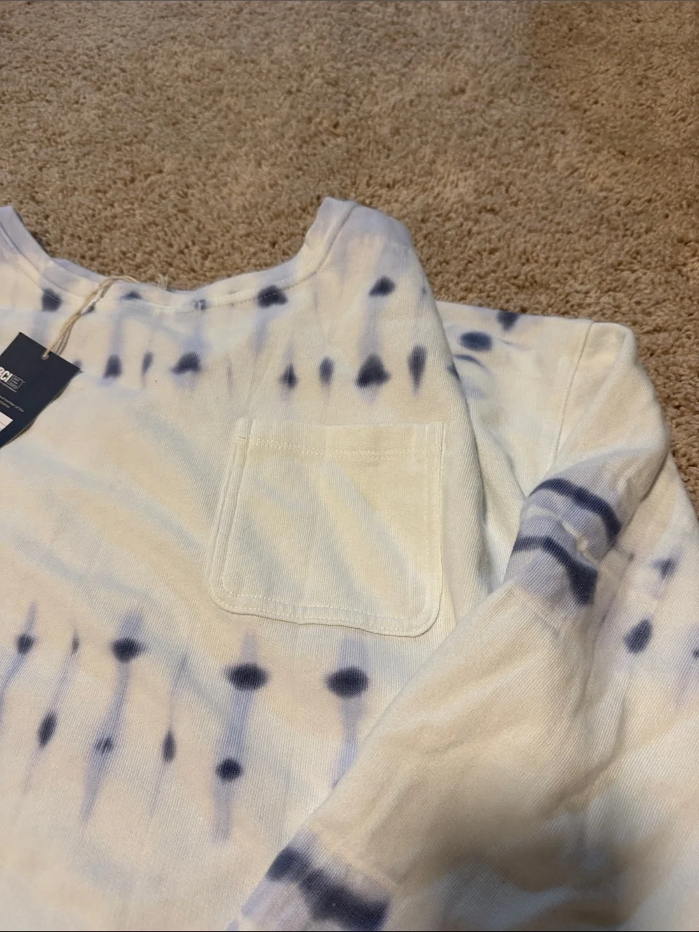 Universal Thread White and Blue Tie-Dye Pullover Sweatshirt - Picture 4 of 5